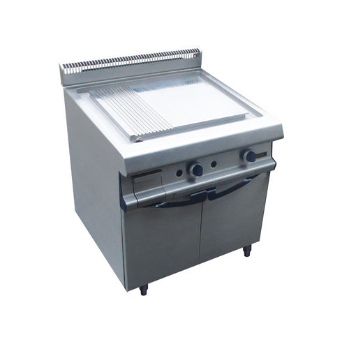 Plancha plaques à snacker lisse inox gaz sur étuve 800x836x900mm 10kW